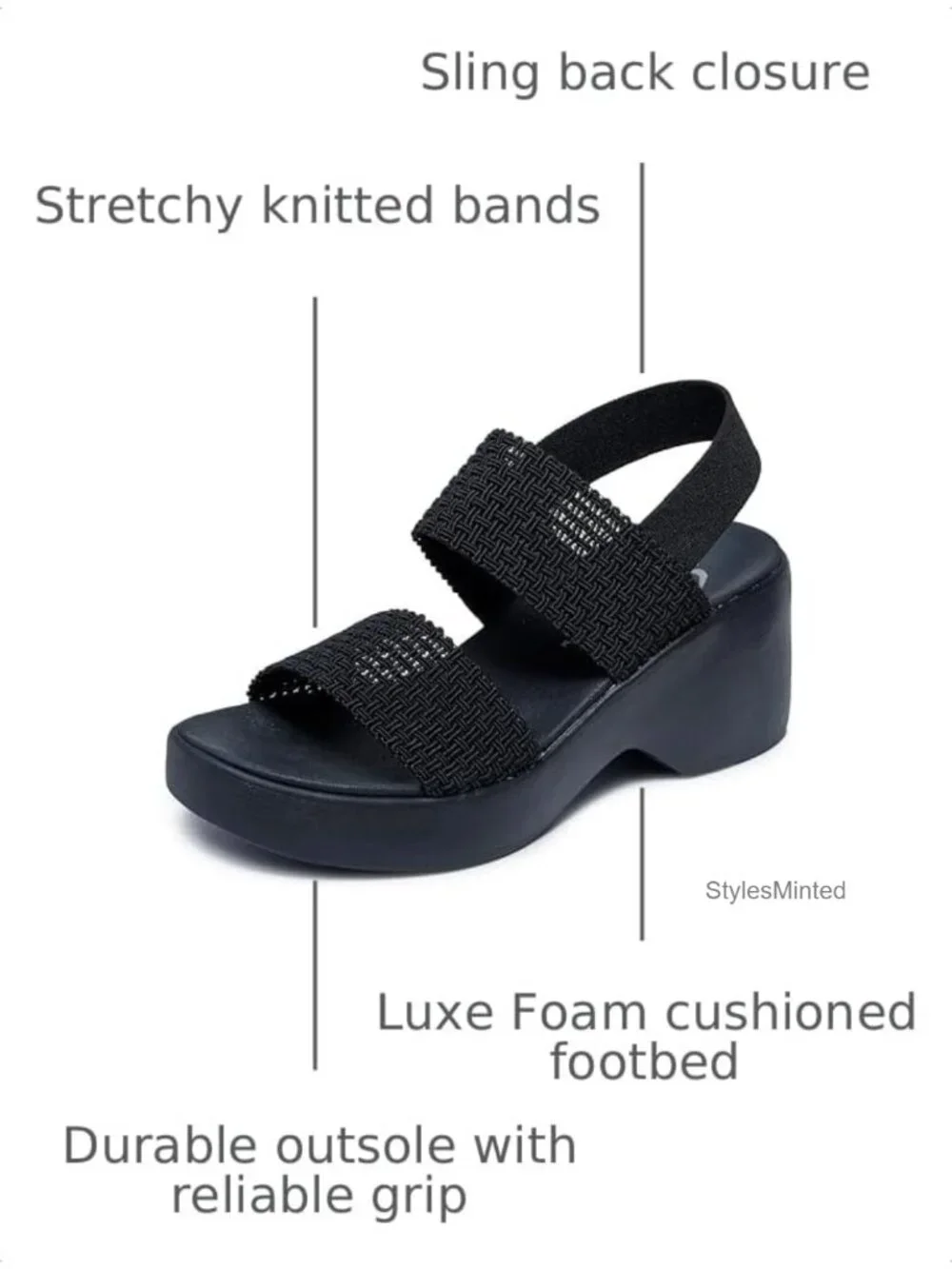 Platform Wedge Sandals with Luxe Foam Footbed - Vegan